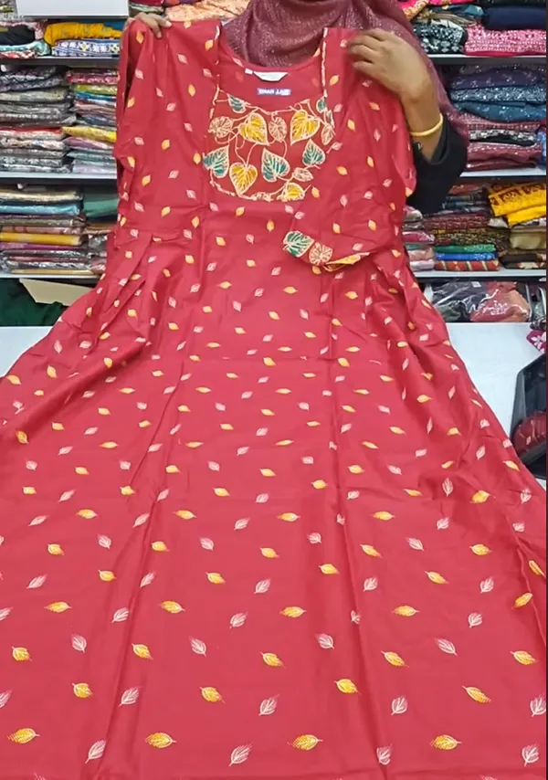 Premium Cotton Frock Style Nighty with Adjustable Rope & Side Pocket | NT3293